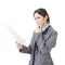 Business woman holding file document paper