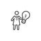 Business woman with idea lamp line icon