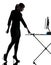 Business woman igniting computer computing silhouette