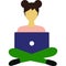 Business woman with laptop computer vector icon