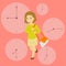 A Business Woman Late For Work Vector Illustration with Clock Background