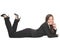 Business woman lying down isolated
