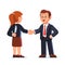 Business woman and man shaking hands. Betrayal.