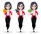 Business woman, manager, banker, set of three poses.