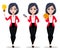 Business woman, manager, banker, set of three poses.