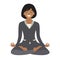 Business woman meditating. Concept of calm business, work at office. African-american business Woman in yoga pose