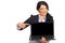 Business woman pointing to laptop screen