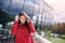 Business woman portrait  with protective mask