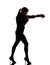 Business woman punching boxing gloves silhouette