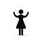 Business Woman Raised Hands Silhouette Hold Up Arms, Vector icon, isolated Illustration