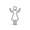 Business Woman Raised Hands Silhouette Hold Up Arms, Vector outline icon, isolated line Illustration