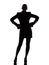 Business woman ready fighting boxing gloves silhouette