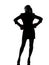 Business woman ready fighting boxing gloves silhouette