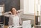 Business woman relaxing at workplace in office