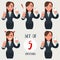Business woman set. Businesswoman with different face expressions. Girl with various emotions. Funny cartoon woman in