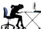 Business woman sitting backache pain silhouette