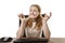 Business woman sitting at desk