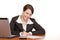 Business woman sitting in office signing contract