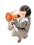 Business woman speak in megaphone