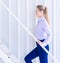 Business woman stepping the stair, for woman success concept