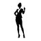 Business woman with thumb up hand silhouette, business woman raising hand