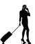 Business woman traveling telephone silhouette