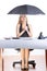 Business woman umbrella