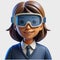 Business woman wearing goggles and suit,