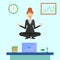 Business woman, yoga, workplace