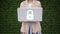 Business women holding laptop with cyber security firewall