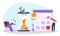 Business workflow process, company time management deadline, tiny character employee flat vector illustration, isolated