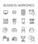 Business workspace related vector icon set.