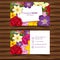 Businesscard template with colorful flowers