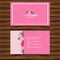 Businesscard template with pink roses in background