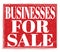 BUSINESSES FOR SALE, text on red stamp sign