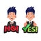 Businessman in actions with `No` and `Yes` typographic. accept or avoid concept - vector