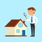 Businessman analyze house finance concept