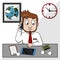 Businessman Answer Phone Call On Desk Color Illustration