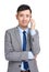 Businessman answering smart phone