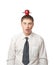 Businessman with apple on the head