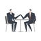 Businessman is an arm wrestling. Business competitors. Office li