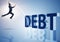 Businessman avoiding debt burden in business concept