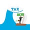 Businessman avoids a wave of taxes. Vector illustration in a flat style.