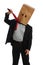 Businessman with Bag on Head Pulling Necktie