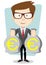 Businessman with bags full of euros, vector