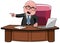 Businessman Bald Cartoon Angry Boss Desk