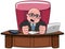 Businessman Bald Cartoon Angry Boss Desk
