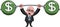 Businessman Bald Cartoon Lifting Weights Dollar