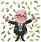 Businessman Bald Cartoon Money Rich