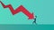 Businessman bankrupt recession loss business vector concept illustration. Man pushed red arrow downward. Failure pressure market